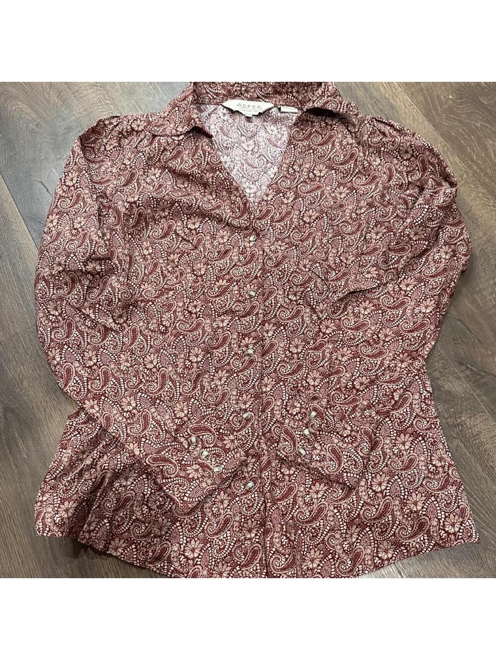 Roper Women's Red and Burgundy Shirt